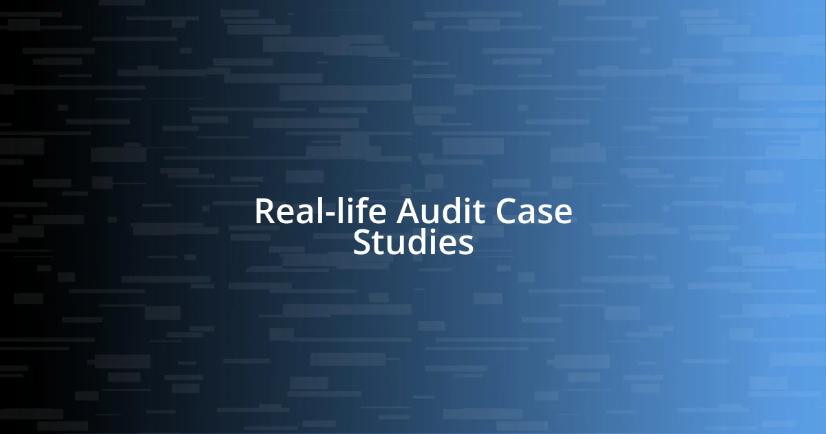 Real-life Audit Case Studies