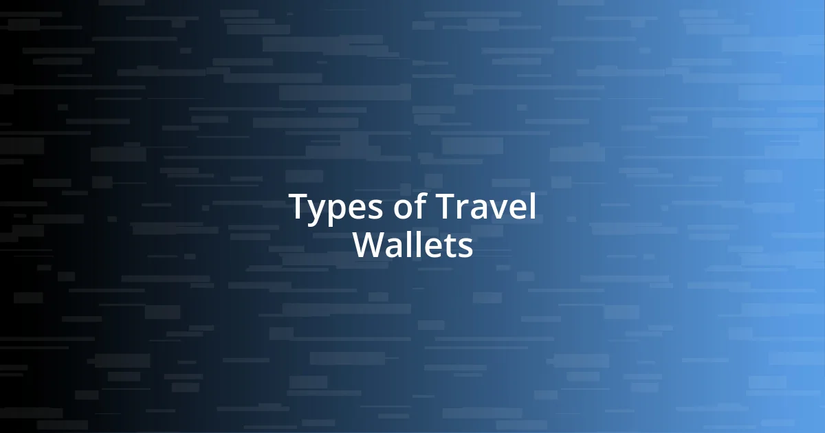 Types of Travel Wallets